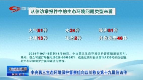 四川新闻联播丨中央第三生态环境保护督察组向四川移交第十九批信访件  